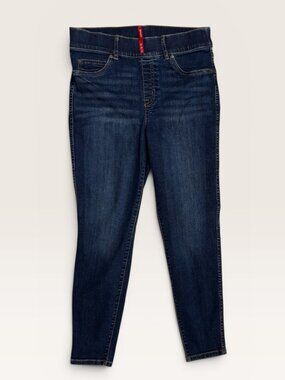 SPANX Women’s Dark Wash Stretch Skinny Ankle Jeans Size M Petite Pull On Denim